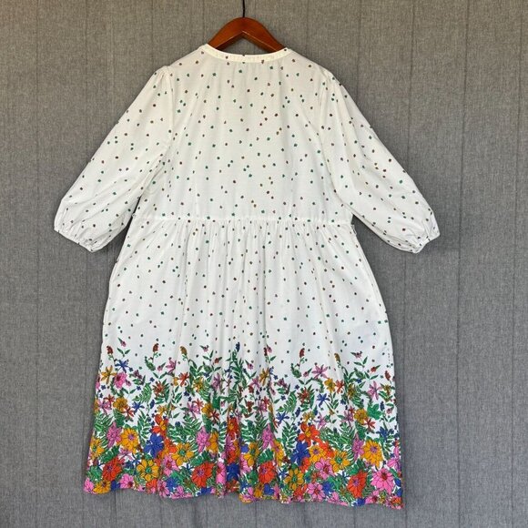 Talbots 100% Cotton Poplin; Blissful Floral Puff Sleeve Midi Shirt Dress Size 18 - Picture 12 of 16
